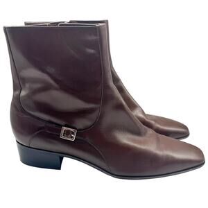 Talbots Brown Leather Ankle Boots Women’s Size 11B Buckle Side Zip